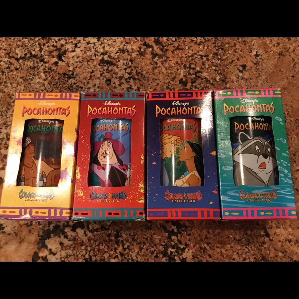 Disney Pocahontas Burger King Set of 4 glasses1994